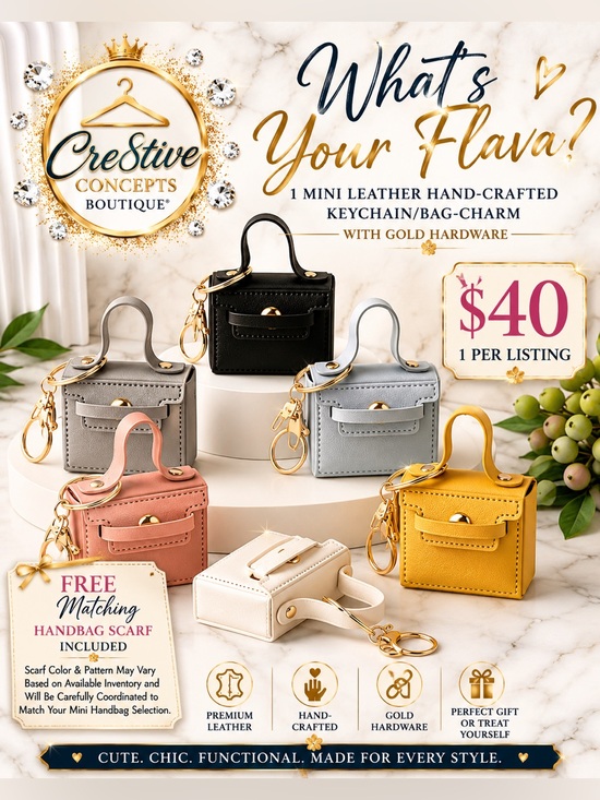 Ce8tive Concepts Boutique Handbags - Mini Hand-Crafted Bag Charm Keychain – Yellow Gold Hardware